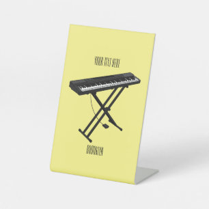 Keyboard piano cartoon illustration pedestal sign