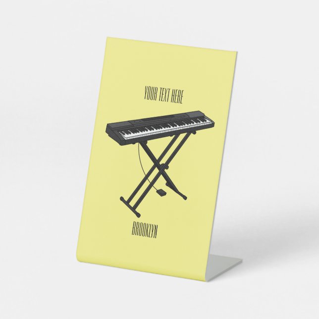 Keyboard piano cartoon illustration pedestal sign (Front)