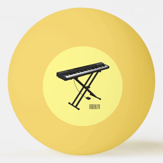 Keyboard piano cartoon illustration ping pong ball (Front)