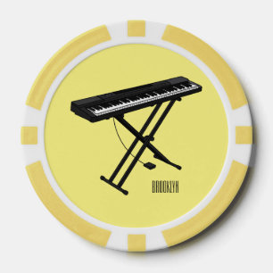 Keyboard piano cartoon illustration poker chips