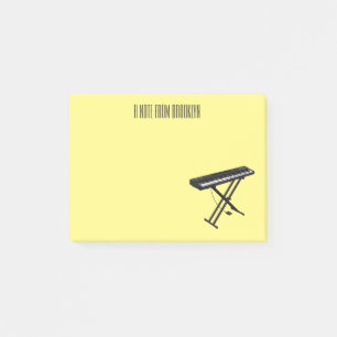 Keyboard piano cartoon illustration post-it notes