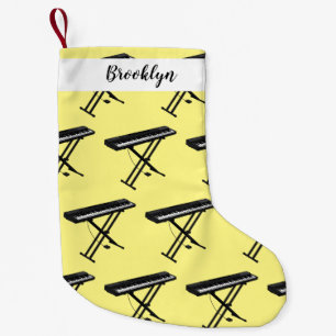 Keyboard piano cartoon illustration small christmas stocking