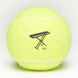 Keyboard piano cartoon illustration tennis balls