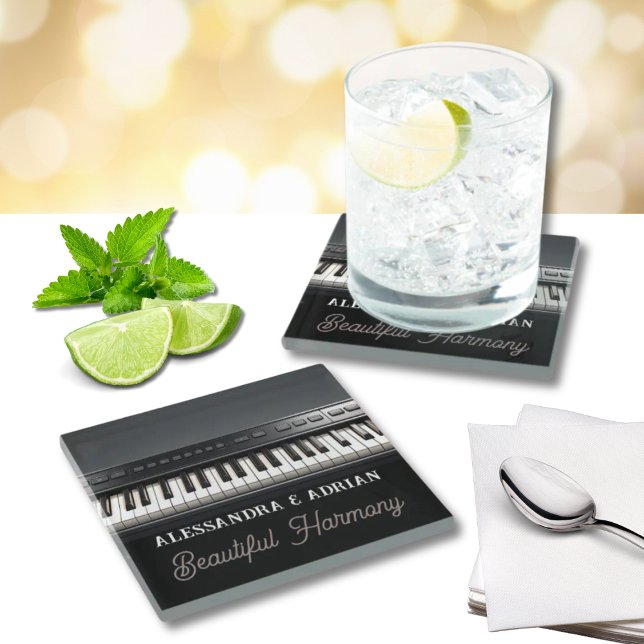 Keyboard Piano Elegant Entertaining Glass Coaster (Creator Uploaded)