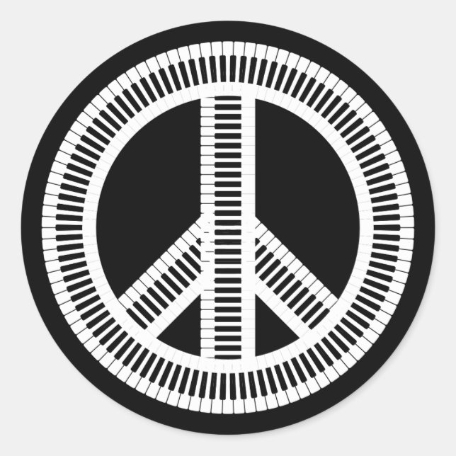 Keyboard piano isolated creative peace sign classic round sticker (Front)