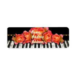 Keyboard Roses Piano Label Return Address Label