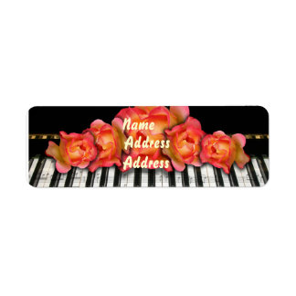 Keyboard Roses Piano Label Return Address Label