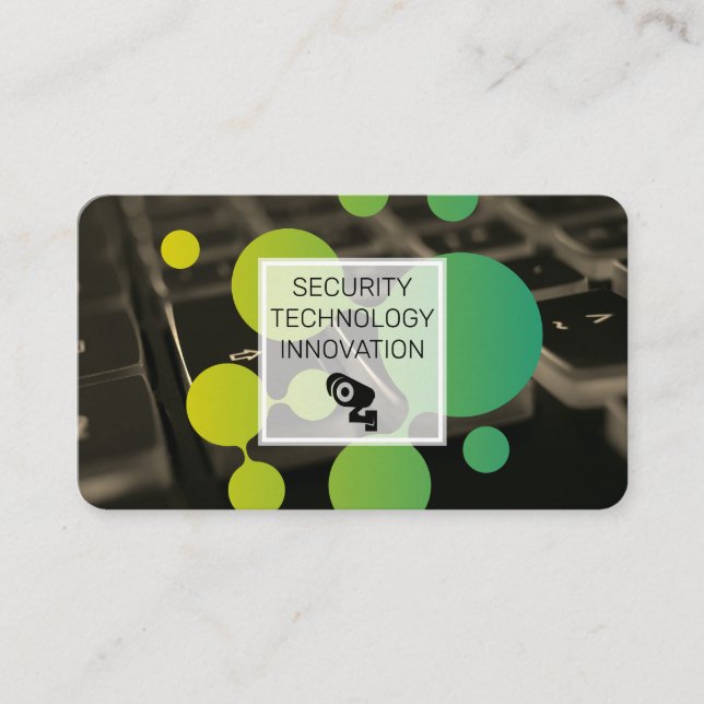 Keyboard | Security Camera | Tech Logo Business Card (Front)
