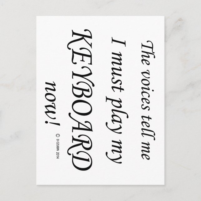 Keyboard Voices Say Must Play Postcard (Front)