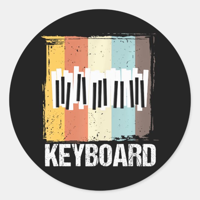 Keyboardist Pianist Retro Keyboard Piano Player Classic Round Sticker (Front)