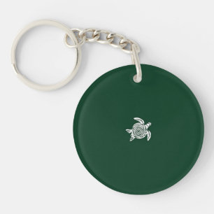 "Keychain Acrylic with Cute Turtle Design on Green Key Ring