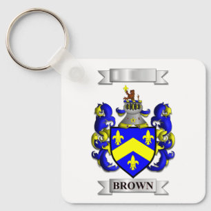 Keychain Aluminium Brown Family Surname And Shield