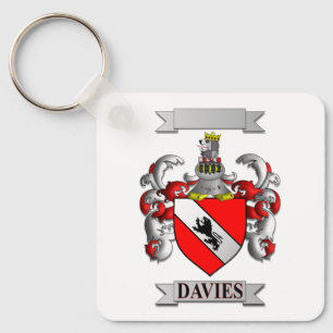 Keychain Aluminium Davies Family Surname + Shield