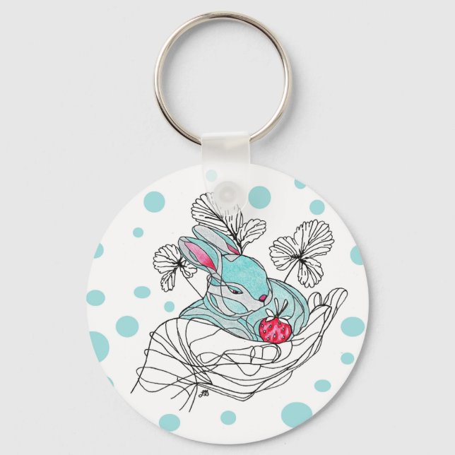 Keychain Aqua Rabbit in Hand (Front)