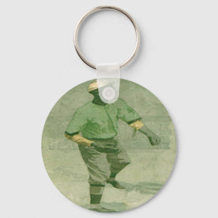 Keychain Baseball Art In Vintage Style