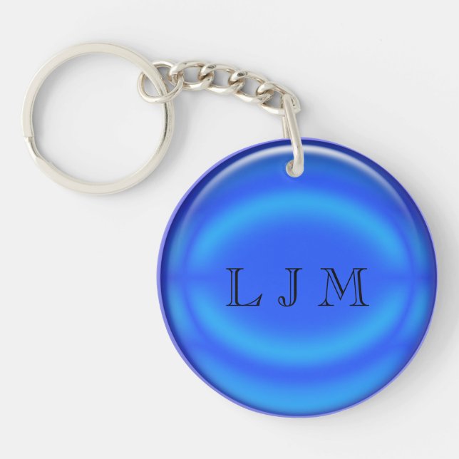 Keychain - Blue disc with initials (Front)