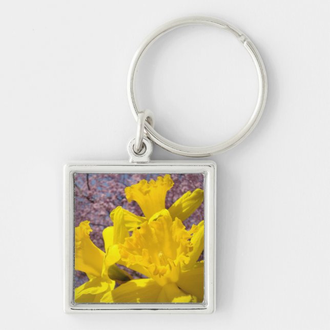 Keychain Bright Yellow Daffodil Flowers gifts (Front)