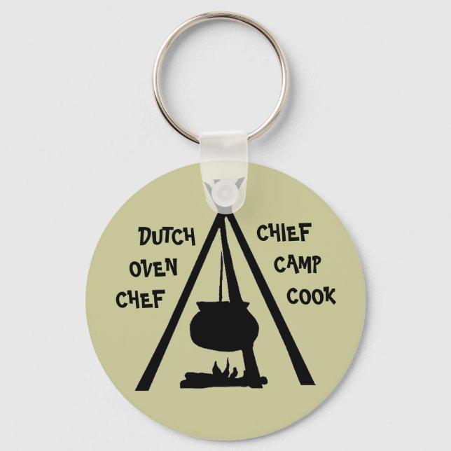 KEYCHAIN CAMPING GLAMPING DUTCH OVEN CHEF COOKING (Front)
