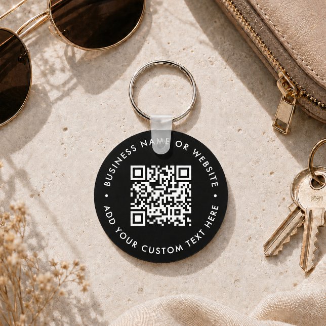 Keychain | Custom QR Code Digital Contact Tag (Interactive editable QR code value keychains to promote your business, products or services.)