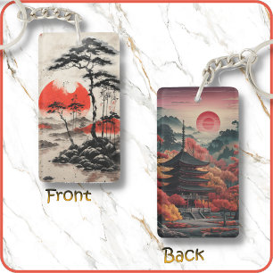 KEYCHAIN Double-sided - The Red Sun and a Pagoda
