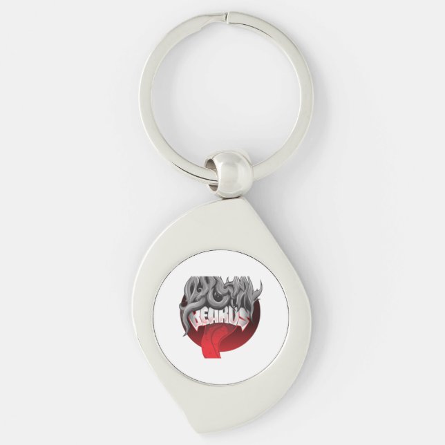 Keychain featuring a circular design with black  (Front)