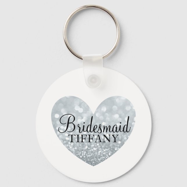 Keychain - Glitter Heart Bridesmaid Name (Front)
