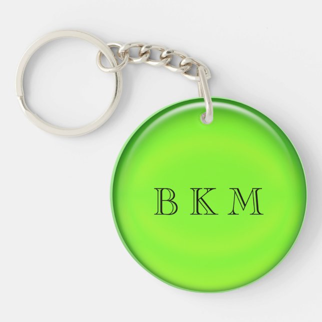 Keychain - Green Disc with Initials (Front)