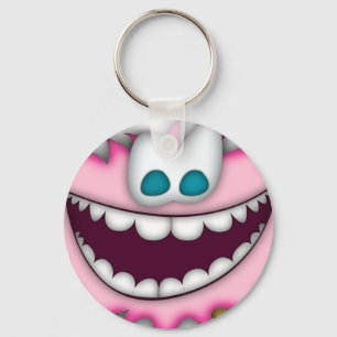 Keychain humourous pink, fuzzy cartoon creature