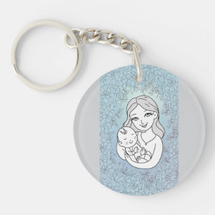 Keychain in acrylic mom and son