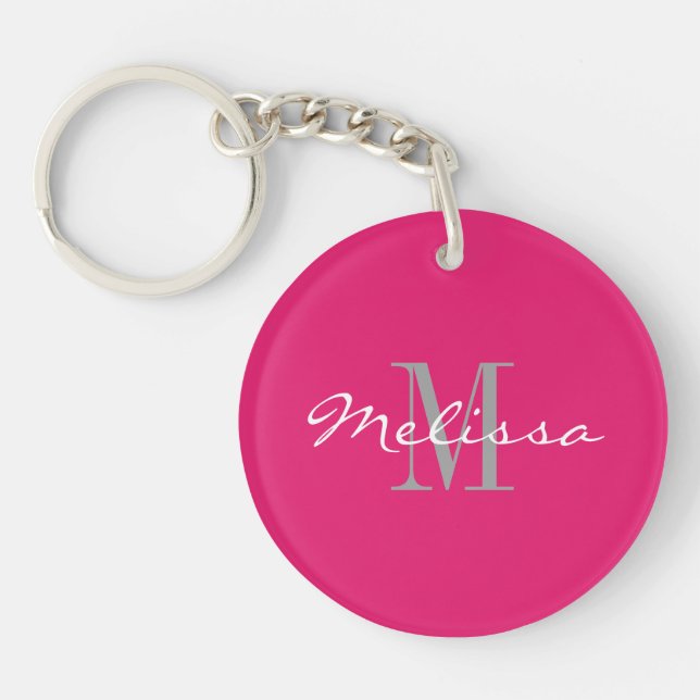 Keychain Intial Monogram Name Pink (Front)