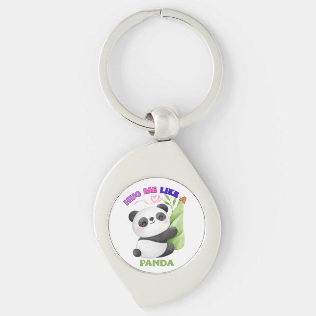 🐼 Keychain & Lanyard – Hug Me Like a Panda (Front)