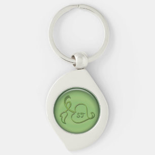 Keychain - Leaf Outline and Initial in Green