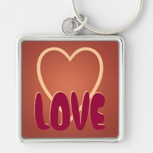 Keychain Love Heart Brown Maroon Cute Customise It