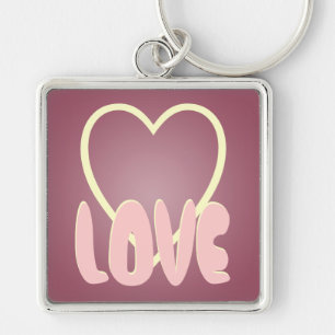 Keychain Love Heart Mauve Ecru Cute Customise It