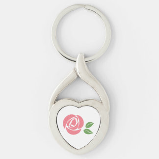 Keychain metal twisted heart WW Rose