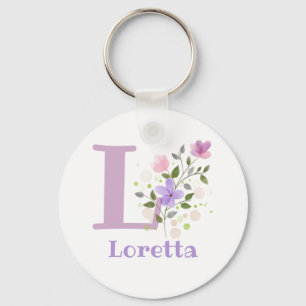 Keychain or Key Fob in a Floral Design with Name