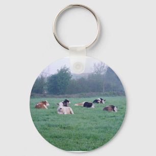 Keychain or Keyring - Cows - In Colour