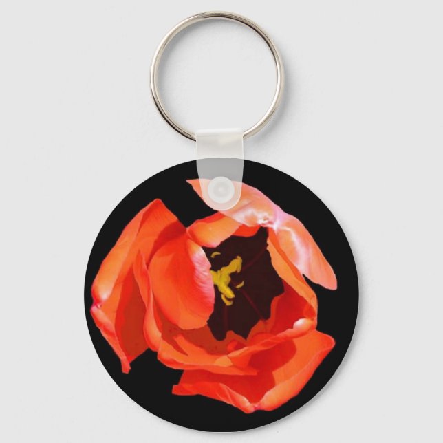 Keychain, "Red Tulip" Key Ring (Front)