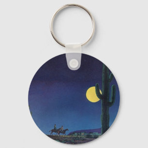 KEYCHAIN Saguaro Cactus Full Moon Ride Moonlight
