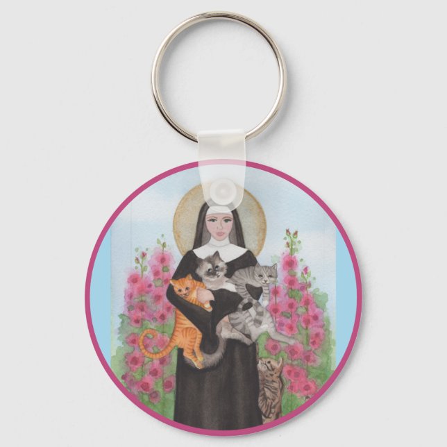 Keychain Saint Gertrude Patron St. of Cats (Front)