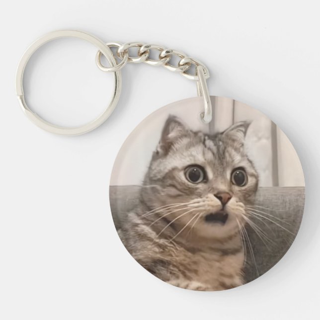 Keychain Shocked Cat Meme (Front)