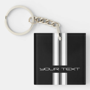 Keychain - Stripe Type - Black/White Duo
