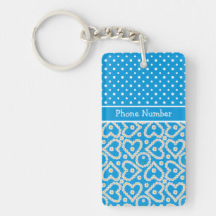 Keychain to Personalise: Polkas Daisy Chains, Blue