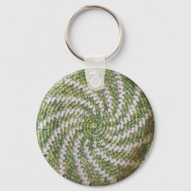 Keychain - White Spiral on Green (Front)