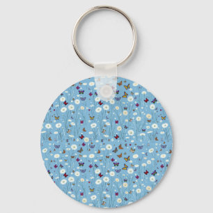 Keychain with butterflies and flowers