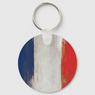 Keychain with Dirty Vintage French Flag
