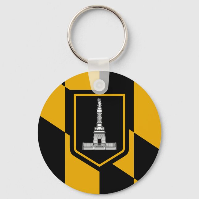 Keychain with Flag of Baltimore, Maryland, USA (Front)
