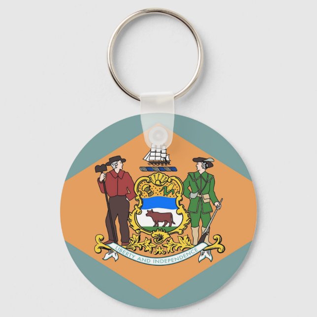 Keychain with Flag of Delaware State (Front)