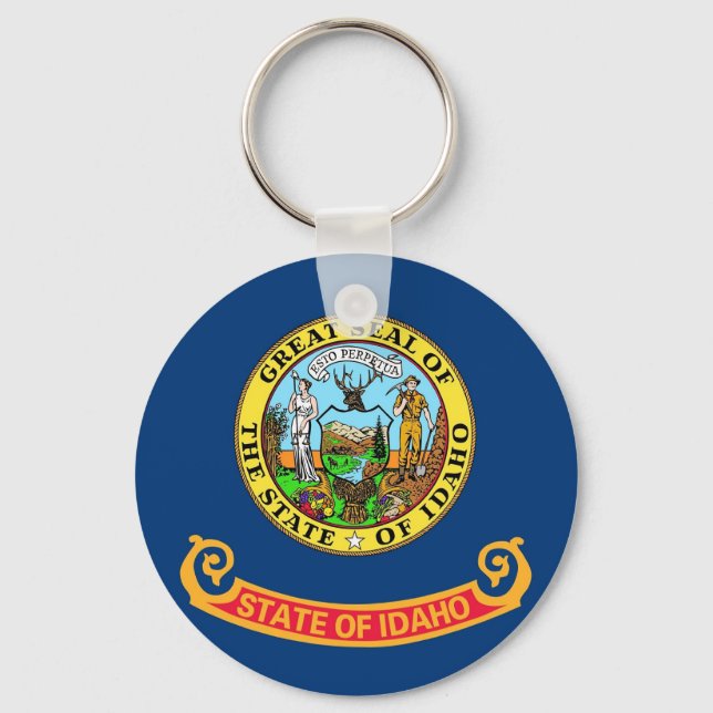 Keychain with Flag of Idaho State (Front)