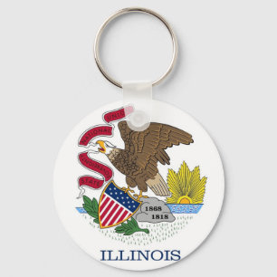 Keychain with Flag of Illinois State